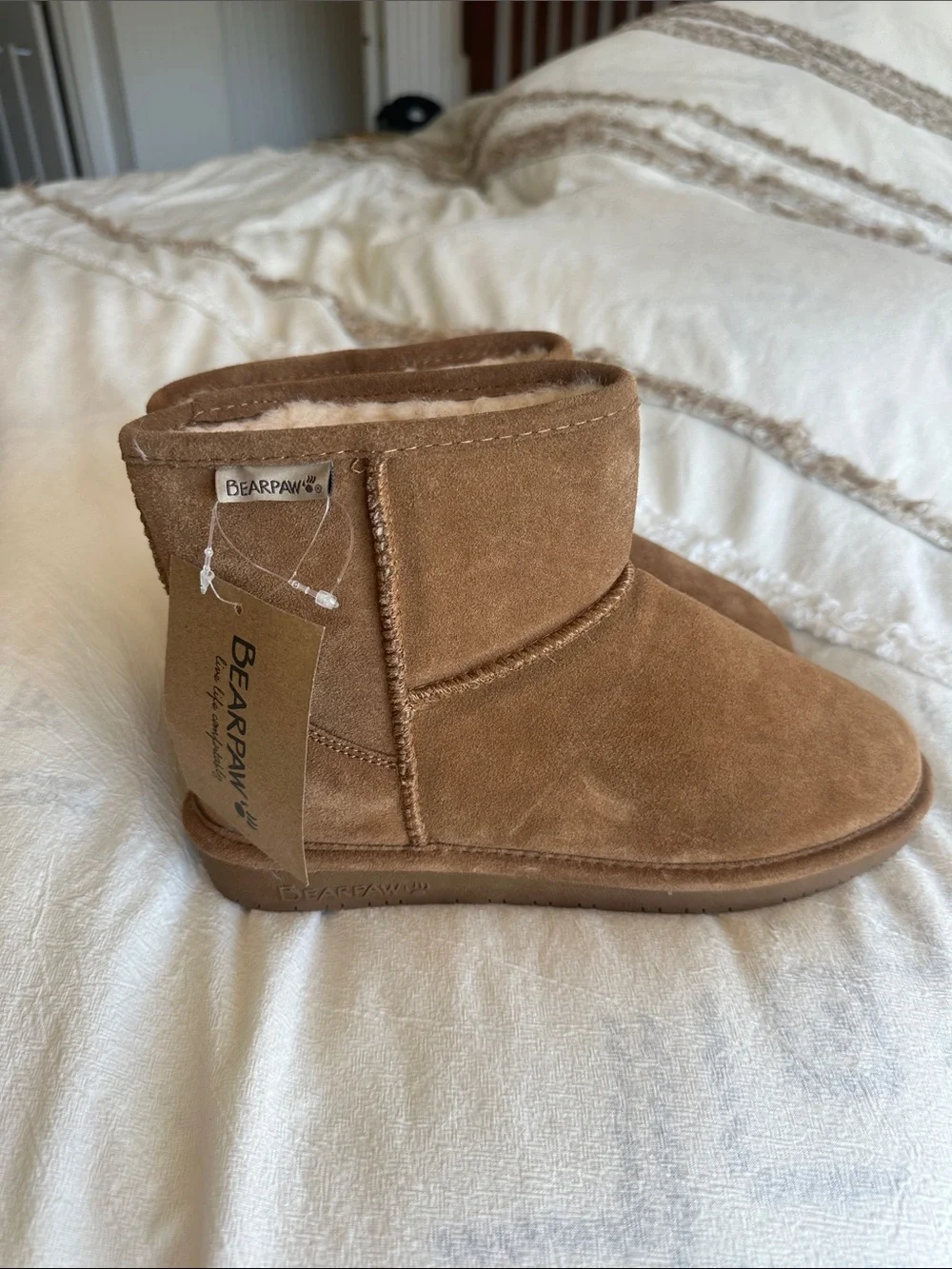 BearPaw Chestnut Brown Suede Plush-Lined Ankle Boot Women's Sz 9 NWT